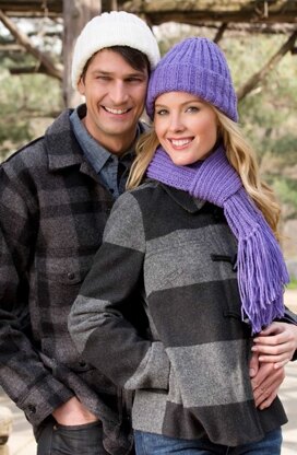 Ribbed Hat and Scarf in Red Heart Super Saver Economy Solids - LW3128