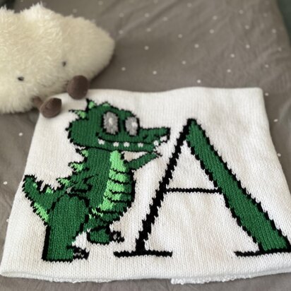 Alligator Alphabet baby blanket knitting pattern