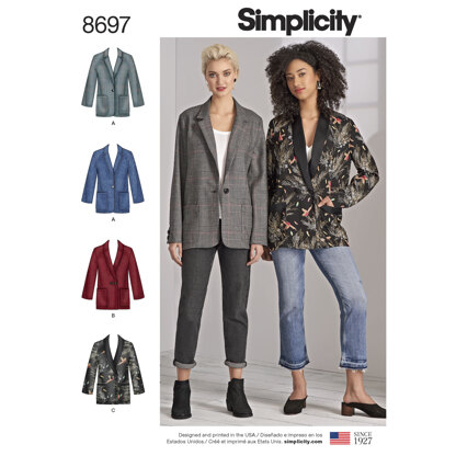 Simplicity 8697 Women's / Plus Size Oversized Blazer - Sewing Pattern