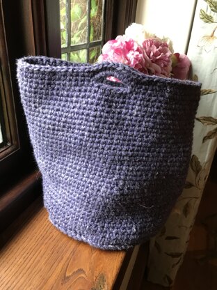Andrea’s basket made from left over blanket yarn.