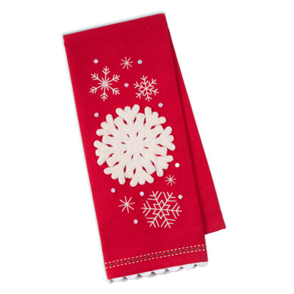 Design Imports Falling Snowflakes Embellished Dishtowel