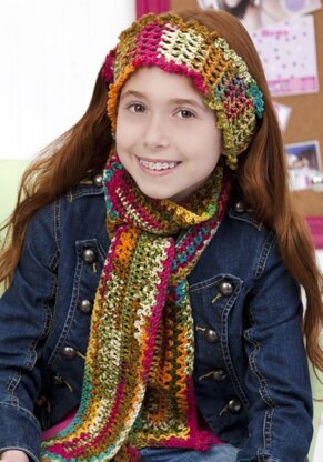 Sock It to Me Scarf & Headband in Red Heart Heart & Sole - LW2399