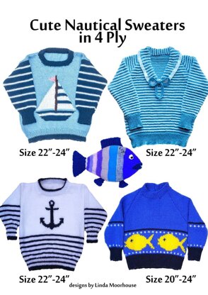 Cute Nautical sweaters in 4 ply