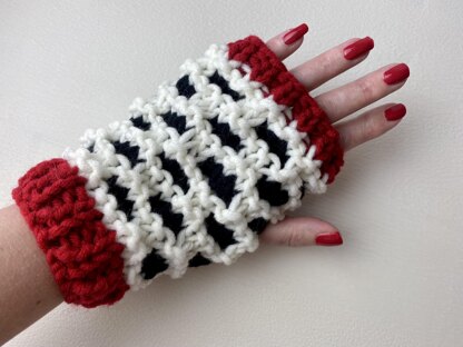 Cruella Inspired Fingerless Mittens