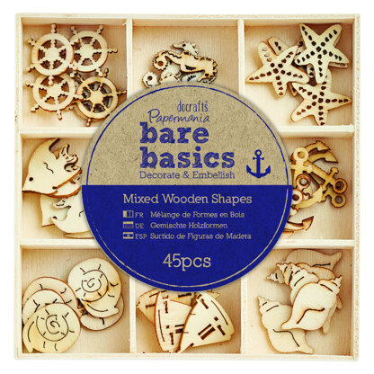 Papermania Wooden Shapes (45pcs) - Bare Basics - Nautical