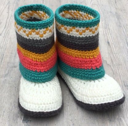 Fair Isle Mukluk Slippers- Crochet Pattern