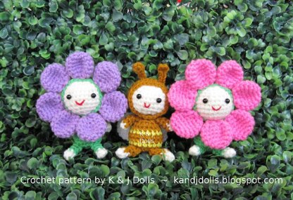 Bee, sunflowers and ladybug amigurumi crochet pattern 