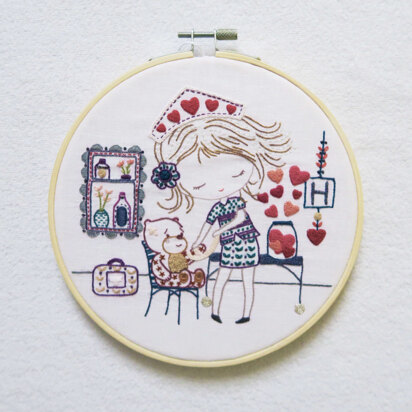 Un Chat Dans L'Aiguille Salome Takes Care of Others Printed Embroidery Kit