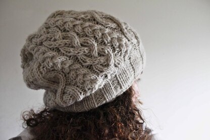 White Cabled Slouch Hat