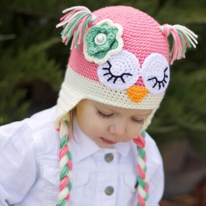 Crochet Sleepy Owl Hat