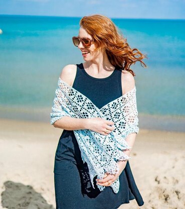 C899-Ocean Mist Filet Crochet Wrap