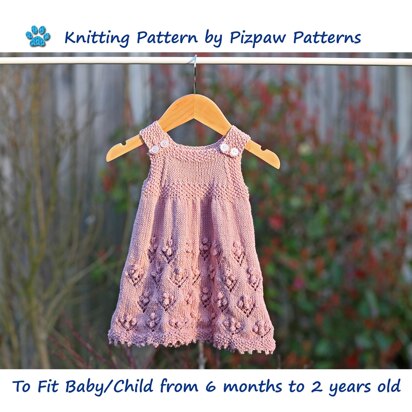 Pinafore Sundress Knitting Pattern (42) with Bobble Flowers to fit Baby/Child - knitting pattern