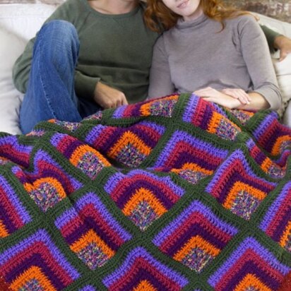 Rich Mitered Crochet Throw in Red Heart Super Saver Economy Solids - WR1743