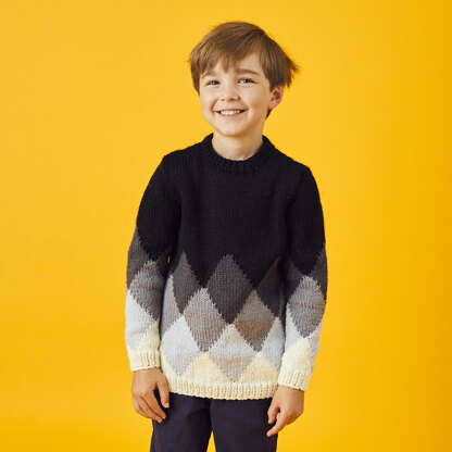 " Gray-dient Sweater " - Free Sweater Knitting Pattern For Boys and Men in Paintbox Yarns Wool Mix Aran by Paintbox Yarns