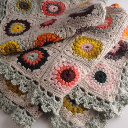 Crochet Sunburst Granny Blanket