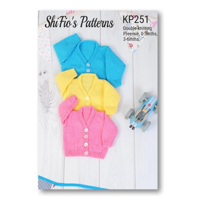 Knitting Pattern for babies V neck Cardigan - 3 sizes- #251