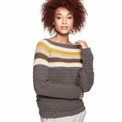 Caron Top Down Knit Pullover Top Pattern