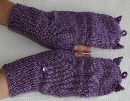 Twit twoo: Owl flip top mitts