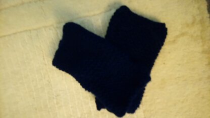 Navy garter stitch wristwarmers