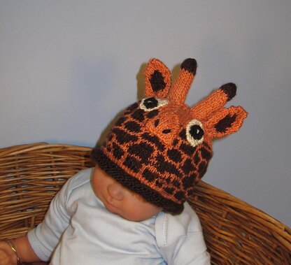 Baby Giraffe  Hat animal roll brim beanie