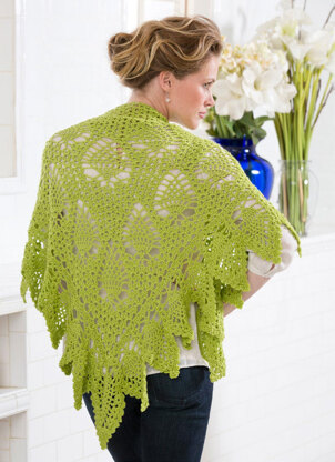 Romantic Pineapple Shawl in Red Heart Luster Sheen Solids - LW3338 - Downloadable PDF