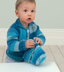 Baby Cardigan with Collar or Hood & Hat in Rico Baby So Soft Print DK - 218