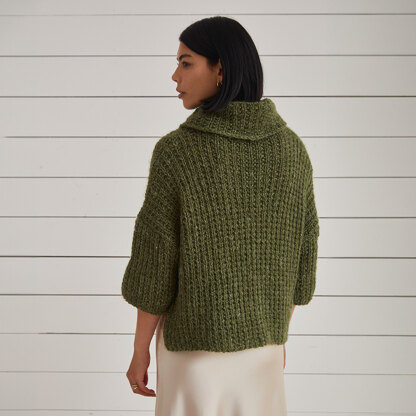 Lourdes Rib Sweater -  Knitting Pattern for Women in Debbie Bliss Saphia
