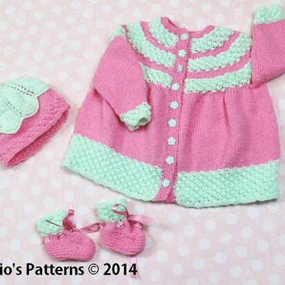 Bobble Yoke Matinee Baby Knitting Pattern #157