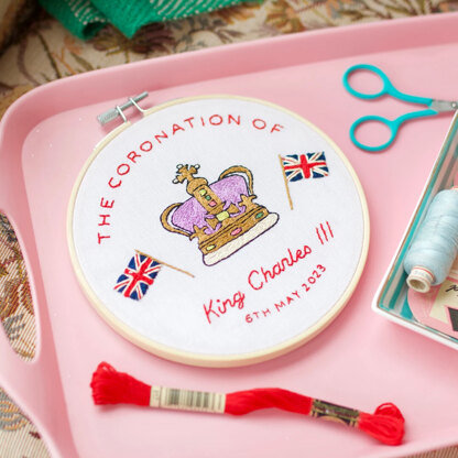 Cotton Clara Coronation 2023 Embroidery Hoop Kit Cross Stitch Kit - 6 Inch