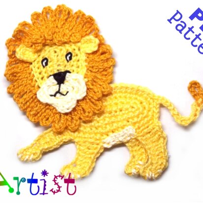 Crochet Pattern - Instant PDF Download - Lion Crochet Applique Pattern applique