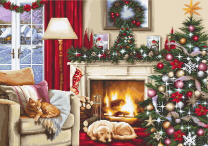 Luca-S Christmas Room Counted Cross Stitch Kit - 49cm x 34cm