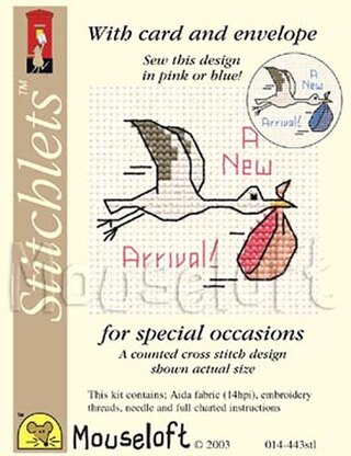Mouseloft Stork Card Occasions Stitchlets Cross Stitch Kit - 100 x 125 x 12