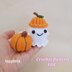 Ghost and Pumpkin car hanger crochet pattern, Halloween car accessories, crochet Ghost with pumpkin hat, Fall car decor, Halloween crochet