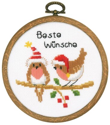 Vervaco Christmas Birds (Set of 3) Cross Stitch Kit - 10cm