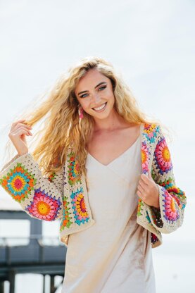 Mandala Cropped Granny Square Cardigan