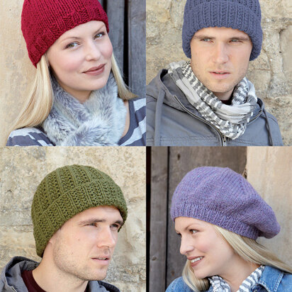 Hats in Hayfield Chunky with Wool - 9698 - Downloadable PDF