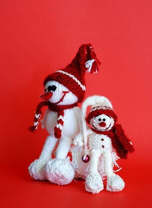 SALE 3 Snowmans - pdf knitting patterns. Christmas Ornament