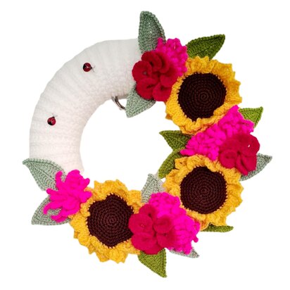 Crochet Spring Wreath Pattern - Sunflowers