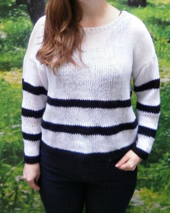 Sheer knit striped sweater