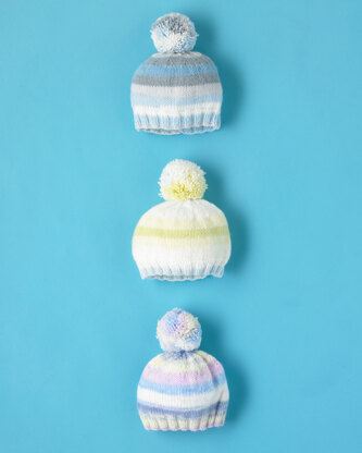 Teenie Beanie Hat - Free Knitting Pattern For Babies in Paintbox Yarns Baby DK Prints by Paintbox Yarns