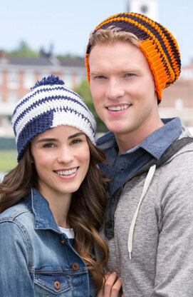 Fired Up Slouchy Beanies in Red Heart Team Spirit - LW4969 - Downloadable PDF