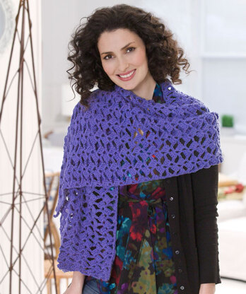 Romantic Lacy Shawl in Red Heart With Love Solids - LW2691 ...