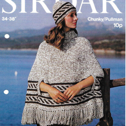 Fashion Fun Poncho and Hat in Sirdar Pullman Wool - 5669 - knitting pattern