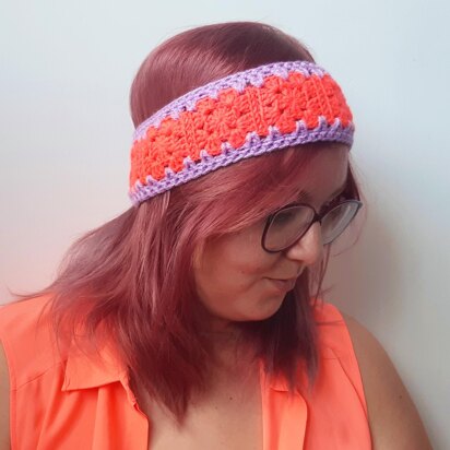 Crochet Granny Square Headband Pattern - the neon tea party