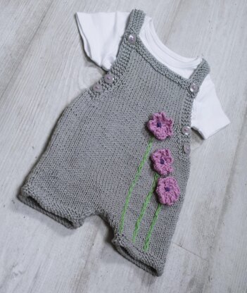 Baby Bib Short with Flowers 0-2 yrs