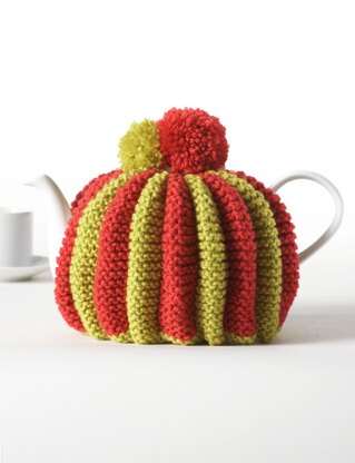 Knitted Pleated Tea Cozy in Bernat Super Value