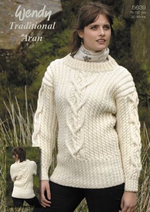 Interlace Cable Sweater in Wendy Traditional Aran - 5639