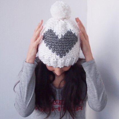 Heart beanie hat