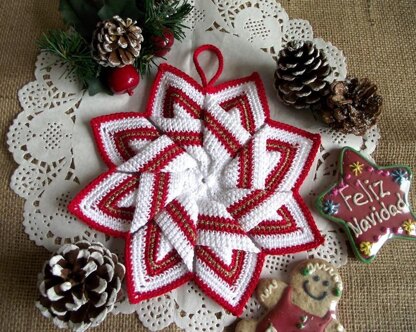 Christmas Star Pot Holder Crochet Pattern