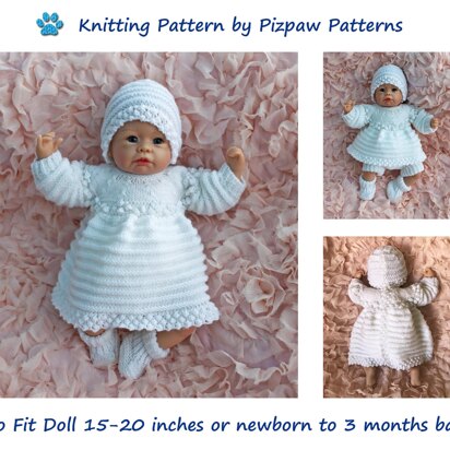 Angel Top & Dress Set (60) for Doll or Baby - knitting pattern